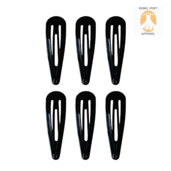 6-Pack Black Metal Snap Hair Clips